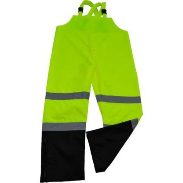 Petra Roc Waterproof Bib Pants, ANSI Class E, 300D Oxford/PU Coating, Lime/Black, XL, Petra Roc Inc, Mfr#: LBBIP-CE-XL